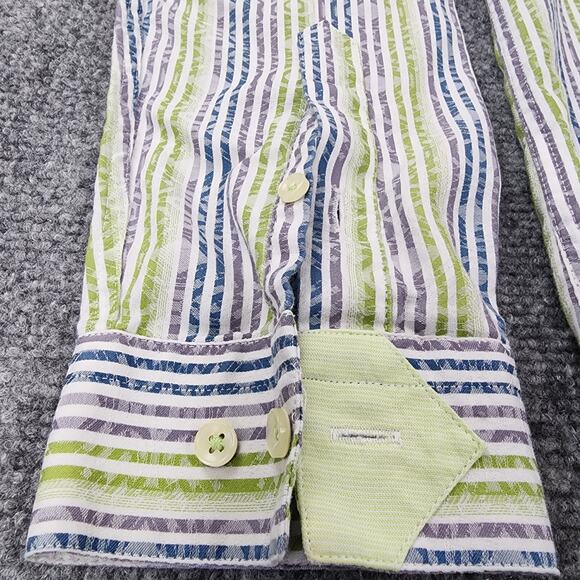 Ted Lapidus Shirt Mens Medium Slim Fit Striped Long Sleeve Casual Button Down - Picture 10 of 16